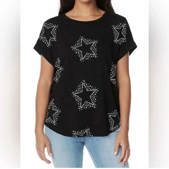NWT Buffalo French Terry Top Small Black Million Stars Short Sleeve - Picture 4 of 9